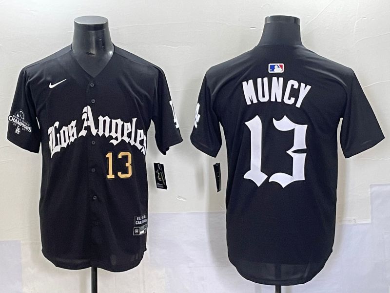 Men 2025 Los Angeles Dodgers #13 Muncy Black Five generations Joint Name Nike MLB Jersey style 6->new york yankees->MLB Jersey